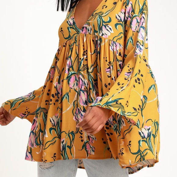 FREE PEOPLE Bella Golden Floral Tunic - Picture 9 of 9